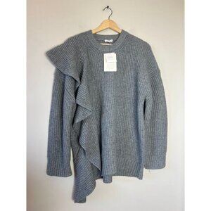 NWT A.L.C. Mabel Round Neck Ruffles Wool Cashmere Sweater Gray Size: Small